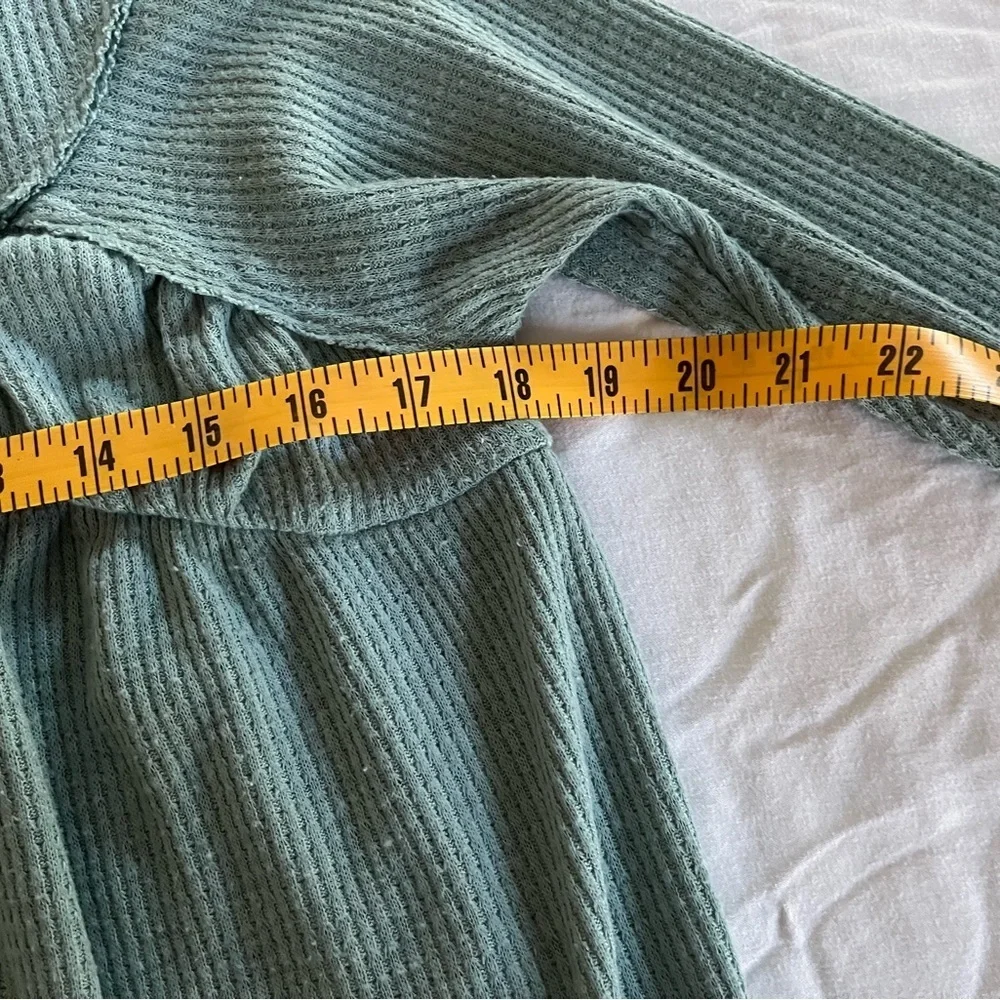 Free People We the Free Waffle Knit Henley Green Long Sleeve Size X-Small